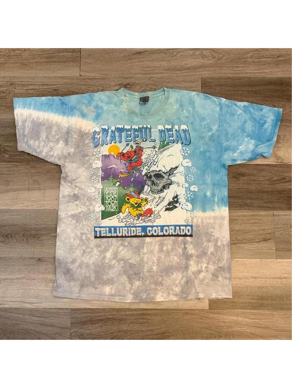 Grateful Dead Telluride Colorado Skiing blue tie-dye t-shirt Size XXL #tie-dye
